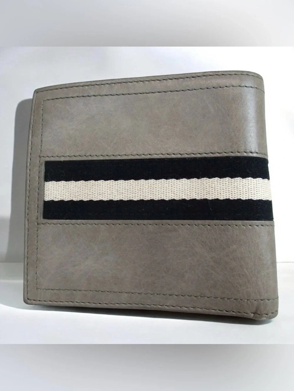 BALLY Signature Stripe Leather Bifold Wallet 🖤